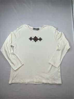 Capacity knits Long Sleeve Graphic Tee in Cream Size XL
